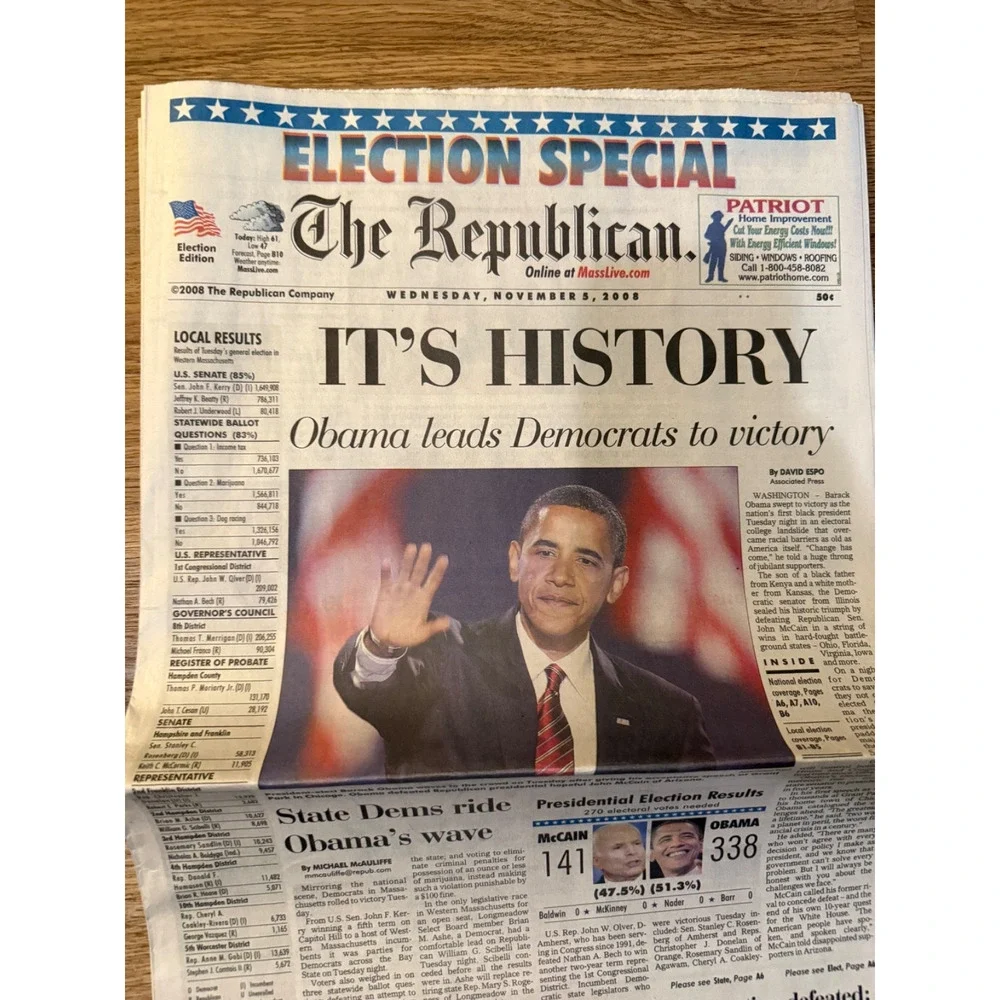 📰🇺🇸 Lot of 2 Historic Obama Newspapers | Election & Inauguration | 2008–2009